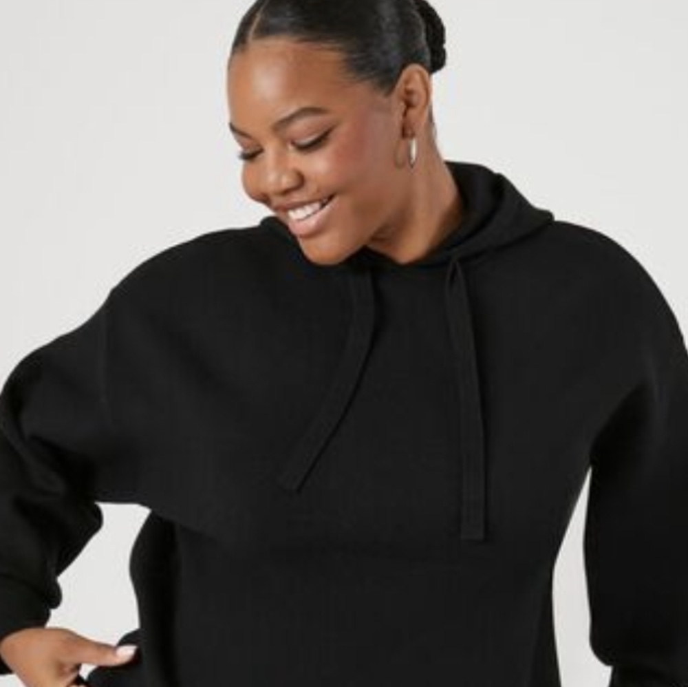 NWT Forever 21 Sweater knit Black Hoodie Sz 1X Gorgeous workmanship